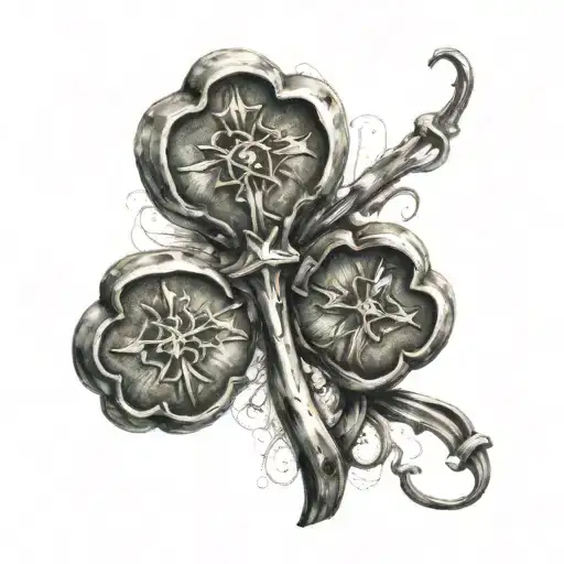 "Four-leaf clover with the three crosses of Amsterdam"        tattoo design idea