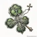 "Four-leaf clover with the three crosses of Amsterdam"        tattoo design idea