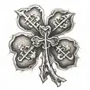 four-leaf clover with the three crosses of Amsterdam tattoo design idea