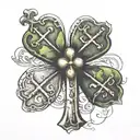 four-leaf clover with the three crosses of Amsterdam tattoo design idea
