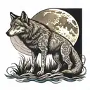 Full moon on bald man with full back tattoo of a howling wolf  tattoo design idea