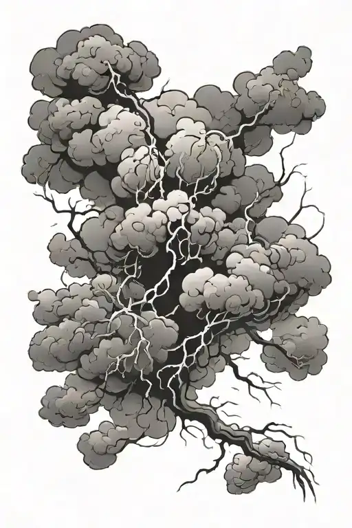 Black Lightning storm clouds tattoo design idea