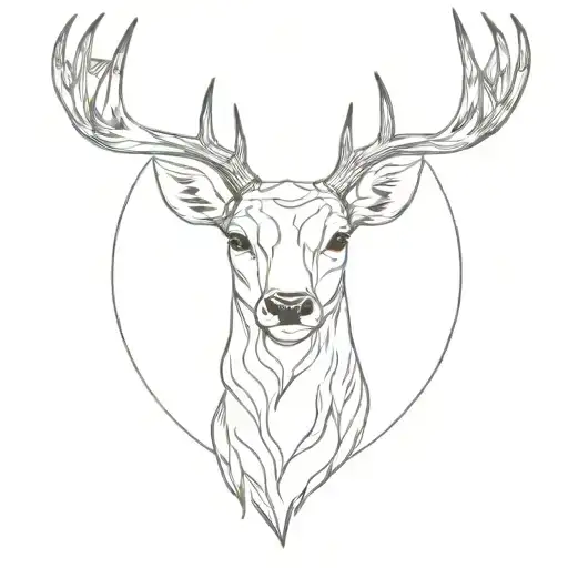buck deer head tattoo design idea
