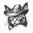 black cat in a witch hat, space inside the cat tattoo design idea