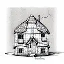 houses from mushrooms  tattoo design idea