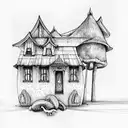houses from mushrooms  tattoo design idea
