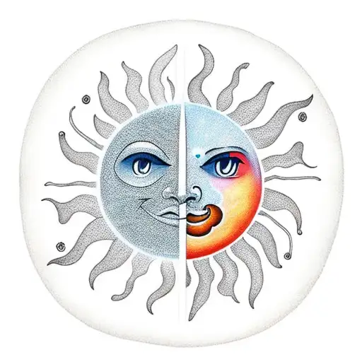 Sun and Moon tattoo design idea