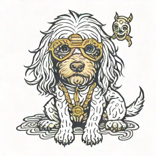 Ozzy Osbourne golden doodle tattoo design idea