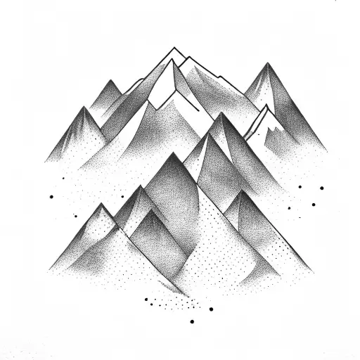 A mountain range with a hidden gym inside tattoo design idea