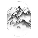 A mountain range with a hidden gym inside tattoo design idea