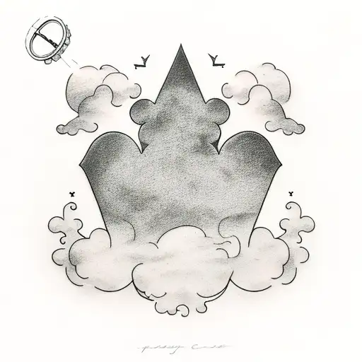 empty chair in the clouds tattoo design idea