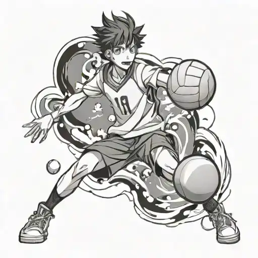 anime haikyuu hinata hitting a ball tattoo design idea