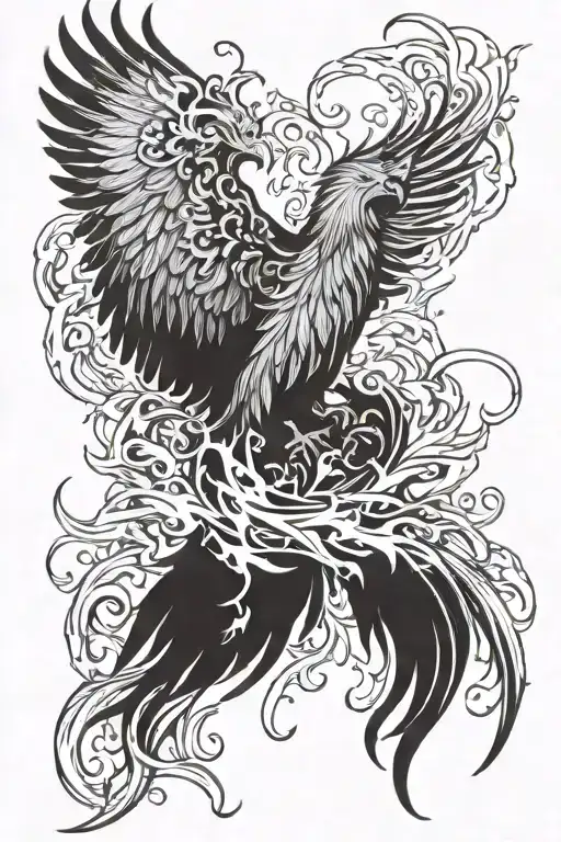 phoenix rising from the ashes tattoo design idea