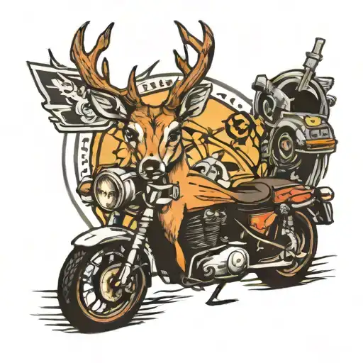deer, corvette, and a motorcycle  tattoo design idea