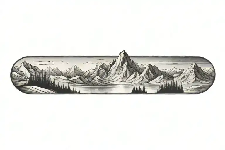mountain range reflected tattoo design idea