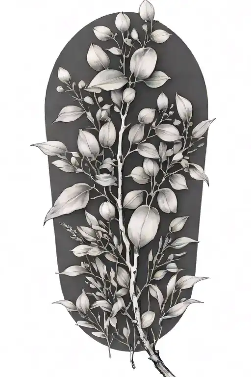 soft eucalyptus  tattoo design idea