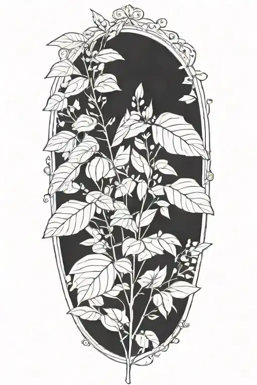 long eucalyptus leaves tattoo design idea