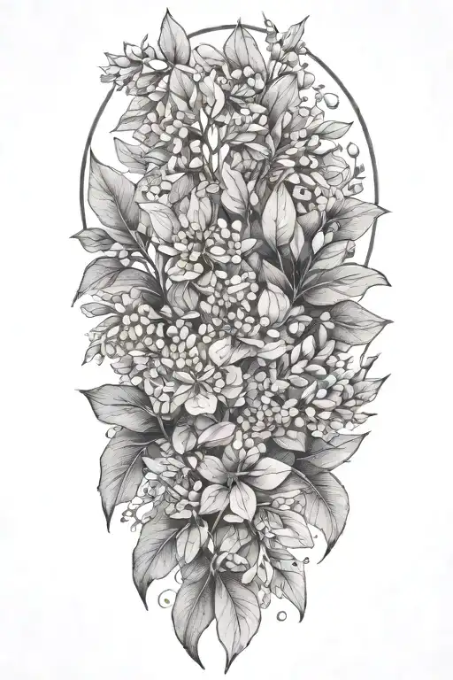 long eucalyptus leaves tattoo design idea