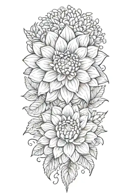 A tattoo of a dahlia and chrysanthemum  tattoo design idea