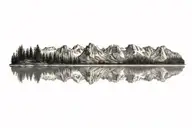 mountain range reflected in a calm lake nestled within the design tattoo design idea