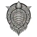 maori tribal turtle surrounded by water waves tattoo design idea