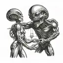 alien abduction scene depicting tattoo design idea