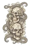 skulls snakes flame tattoo design idea