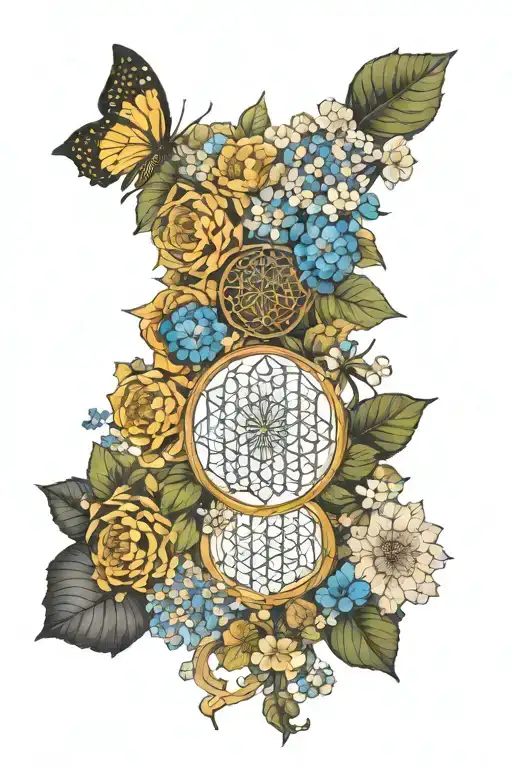 bring me the horizon sempiternal surrounded by forget me nots, sacred geometry that can be added to tattoo design idea