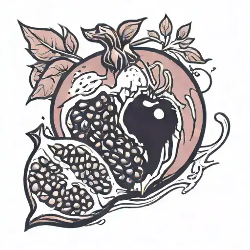 Pomegranate cut with blood tattoo design idea
