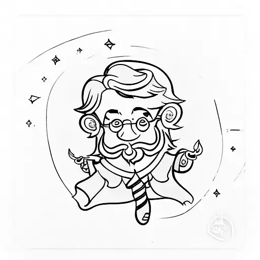 pomo de ouro com o feitiço  "felix felices" do Harry Potter  tattoo design idea