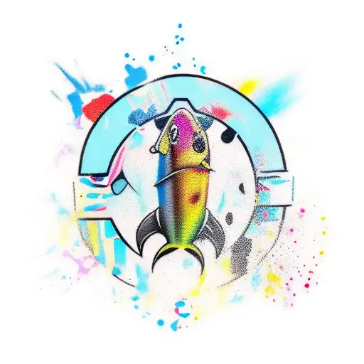 Create a tattoo design inspired by apex legends spray painting graffiti on a fishing boat tattoo design idea