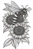 bee and sunflower  tattoo design idea