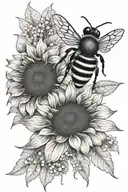 bee and sunflower  tattoo design idea