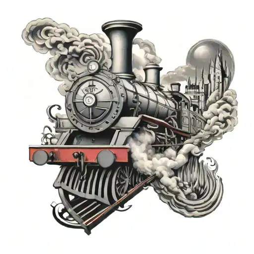 hogwarts and hogwarts express sleeve tattoo design idea