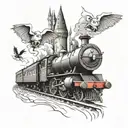 hogwarts and hogwarts express tattoo design idea
