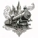 hogwarts and hogwarts express tattoo design idea