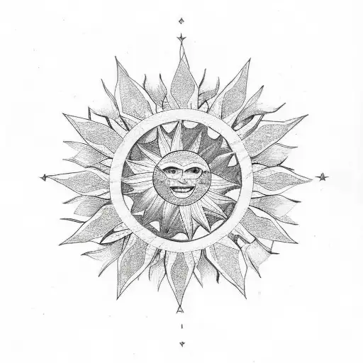 Filipino sun and stars with memorial piece for the name Lola tattoo design idea