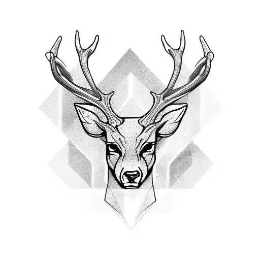Thin humanoid creature with deer antlers. tattoo design idea