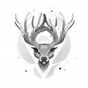 Thin humanoid creature with deer antlers. tattoo design idea