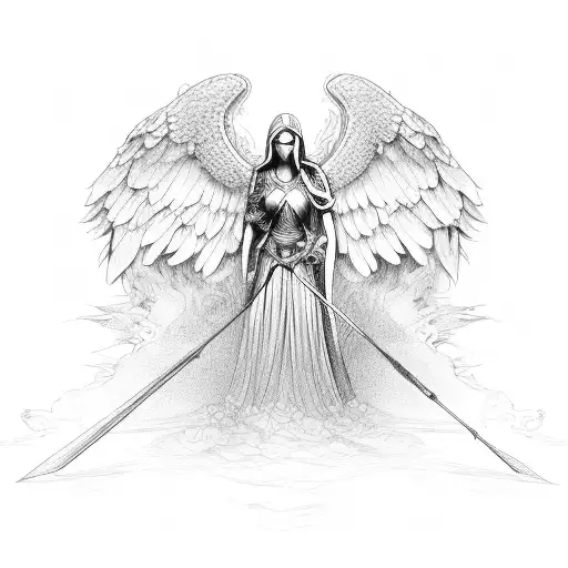 Realism Warrior Angel Of Heaven Tattoo Idea - BlackInk AI