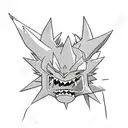 gba with gengar pokemon, rick and morty, inazuma eleven in 3D out of screen tattoo design idea