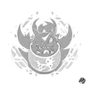 gba with gengar pokemon, rick and morty, inazuma eleven in 3D out of screen tattoo design idea