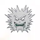 gba with gengar pokemon, rick and morty, inazuma eleven in 3D out of screen tattoo design idea