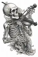 skeleton playing the violin tattoo design idea