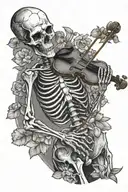 skeleton playing the violin tattoo design idea