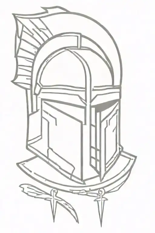 Spartan helmet with cross going through it  tattoo design idea