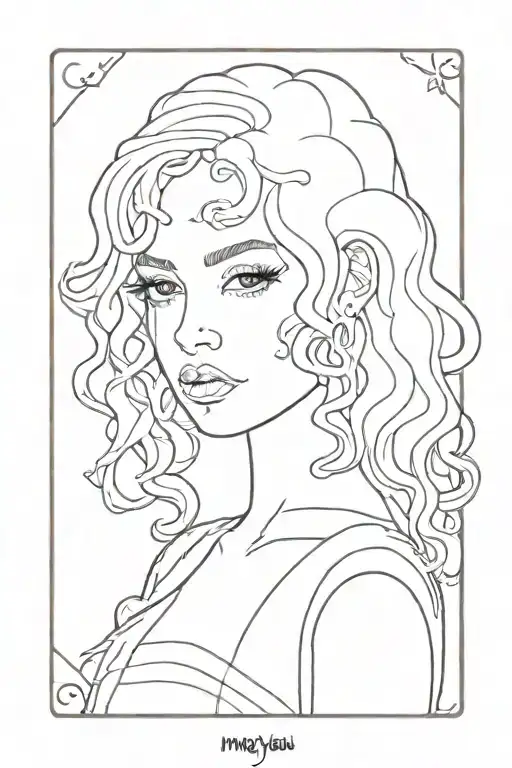 curly girl named mahya tattoo design idea