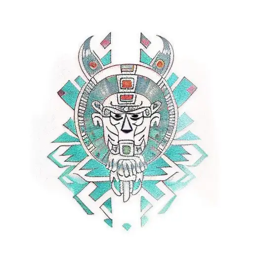 Aztec totem half sleeve  tattoo design idea