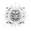 Aztec sun half sleeve  tattoo design idea