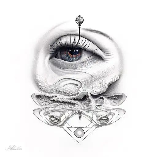medussa crying tattoo design idea